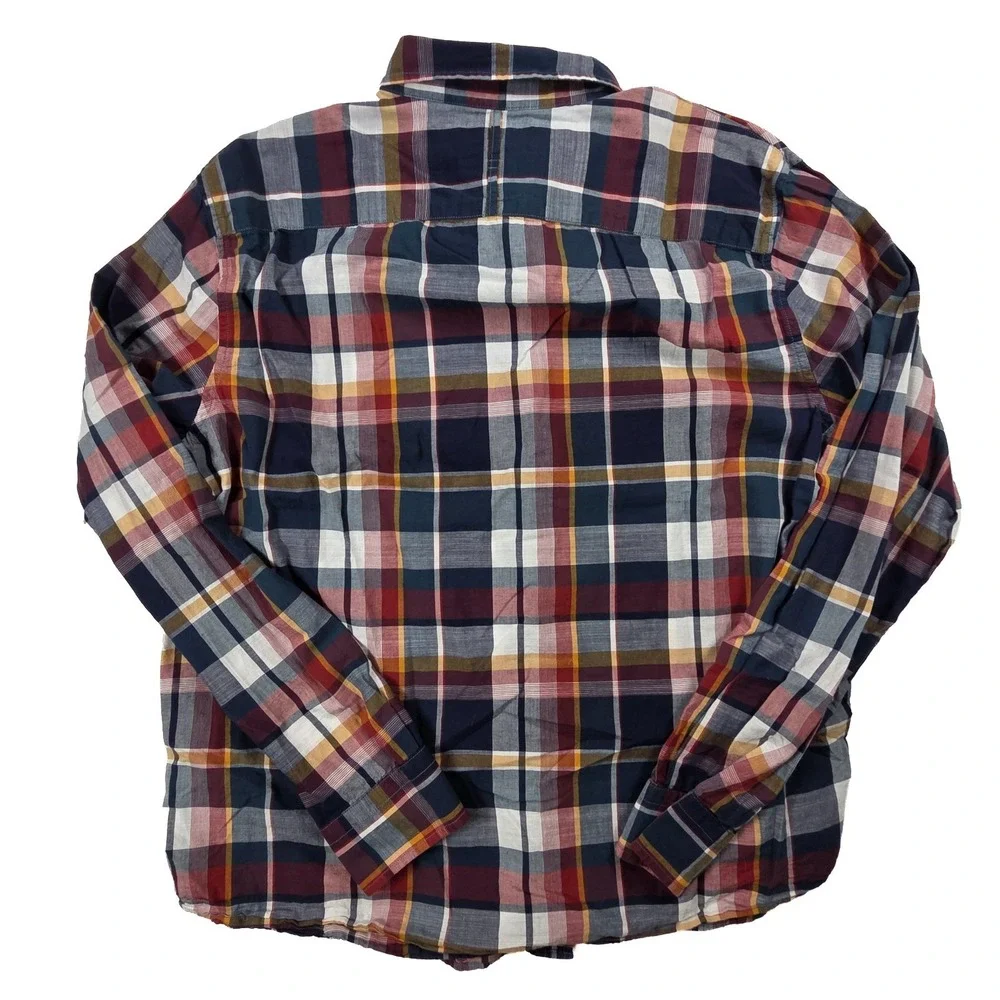 Banana Republic Untucked Slim Fit Blue Plaid Long Sleeve Men's Size XL